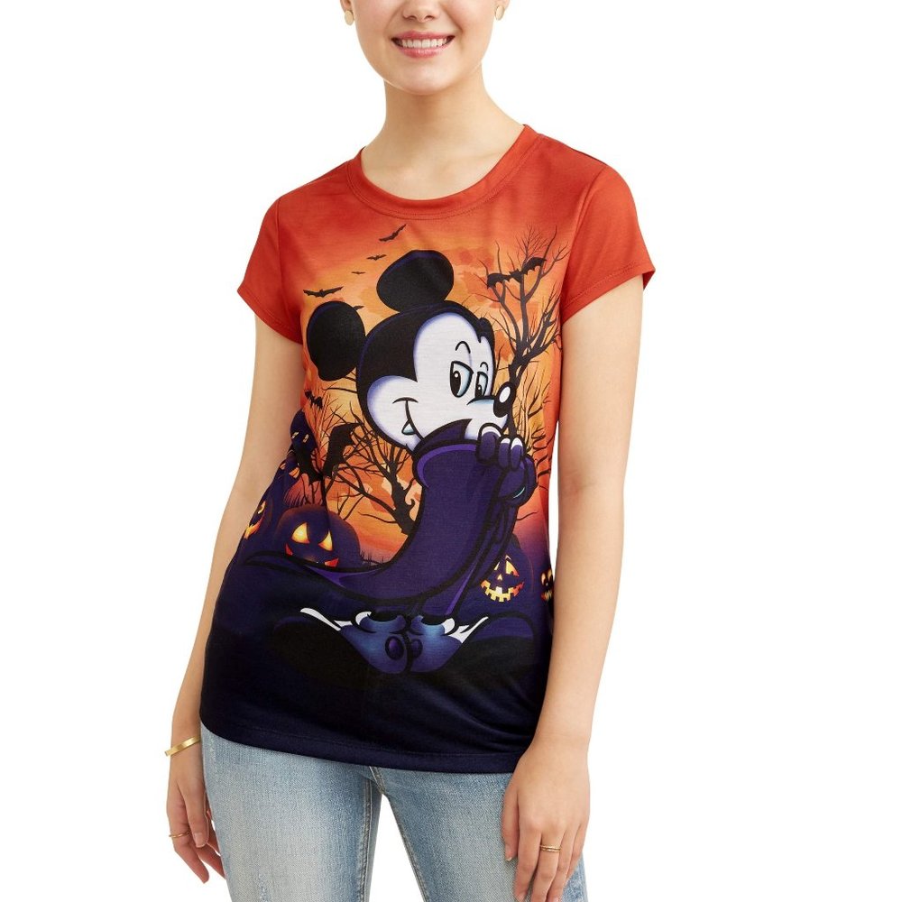 Juniors Mickey Mouse Halloween Vampire Sublimated T-Shirt  Size Medium 7/9 NWT